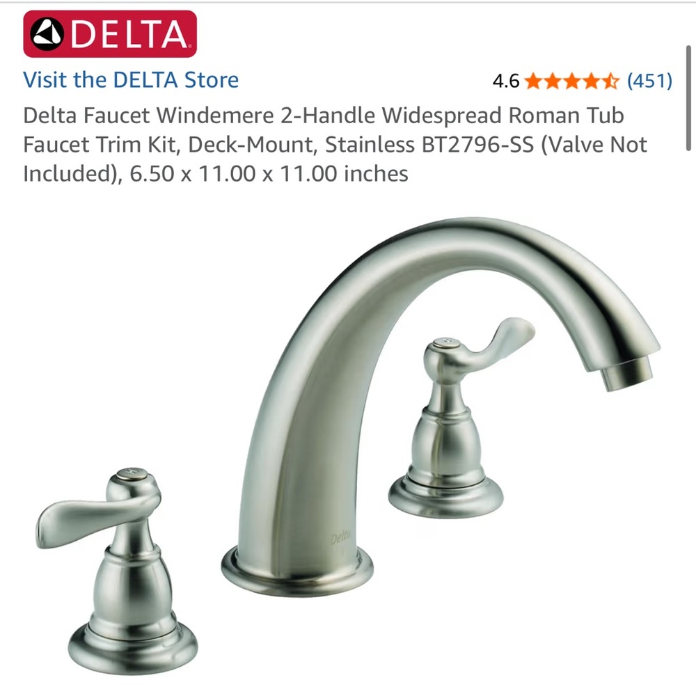 Delta Stainless Windemere 2-handle Widespread Roman Tub Faucet Trim Kit